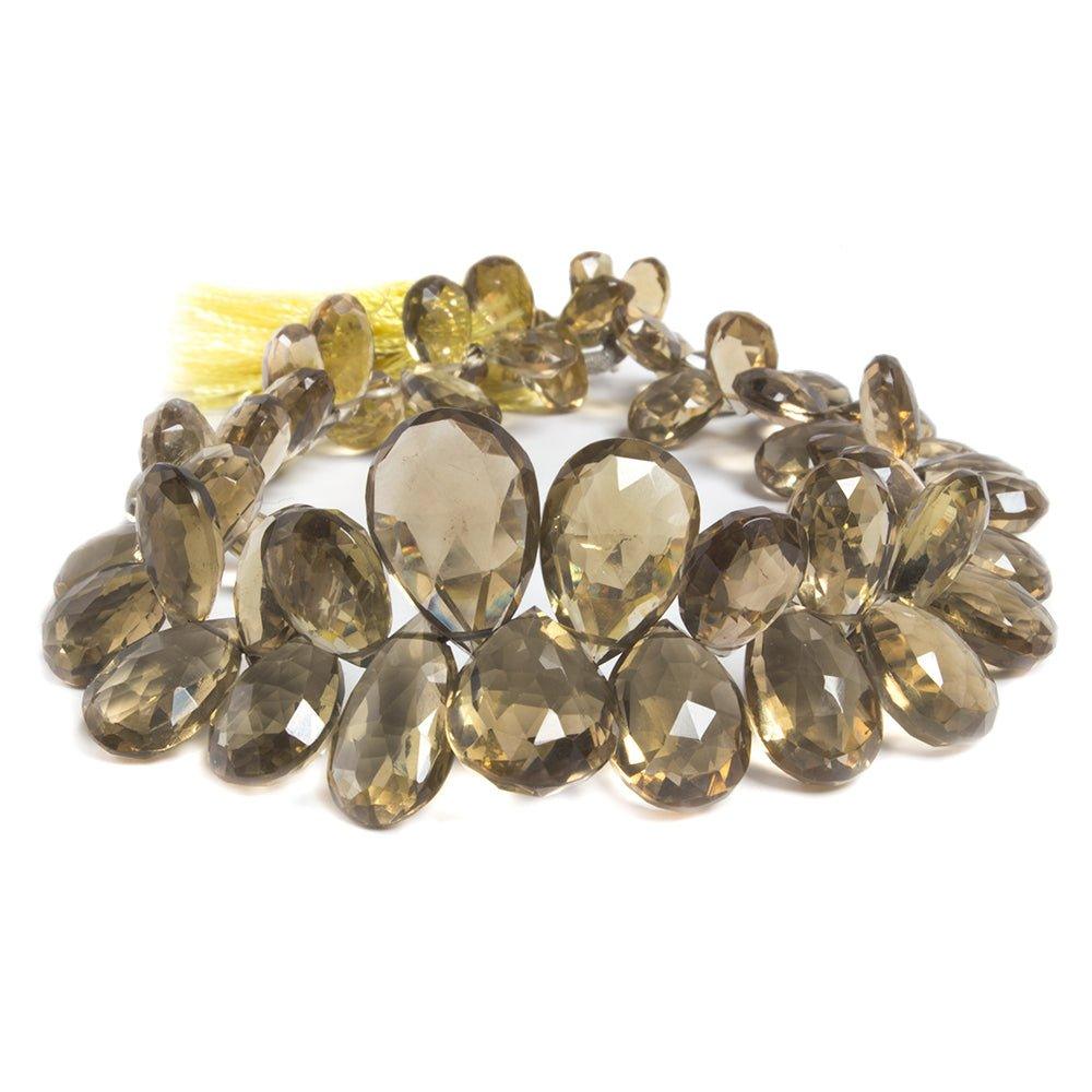 Whiskey Quartz Faceted Pear Beads, 8 inch, 7x5x3-18x12x6mm, 56 pieces - The Bead Traders