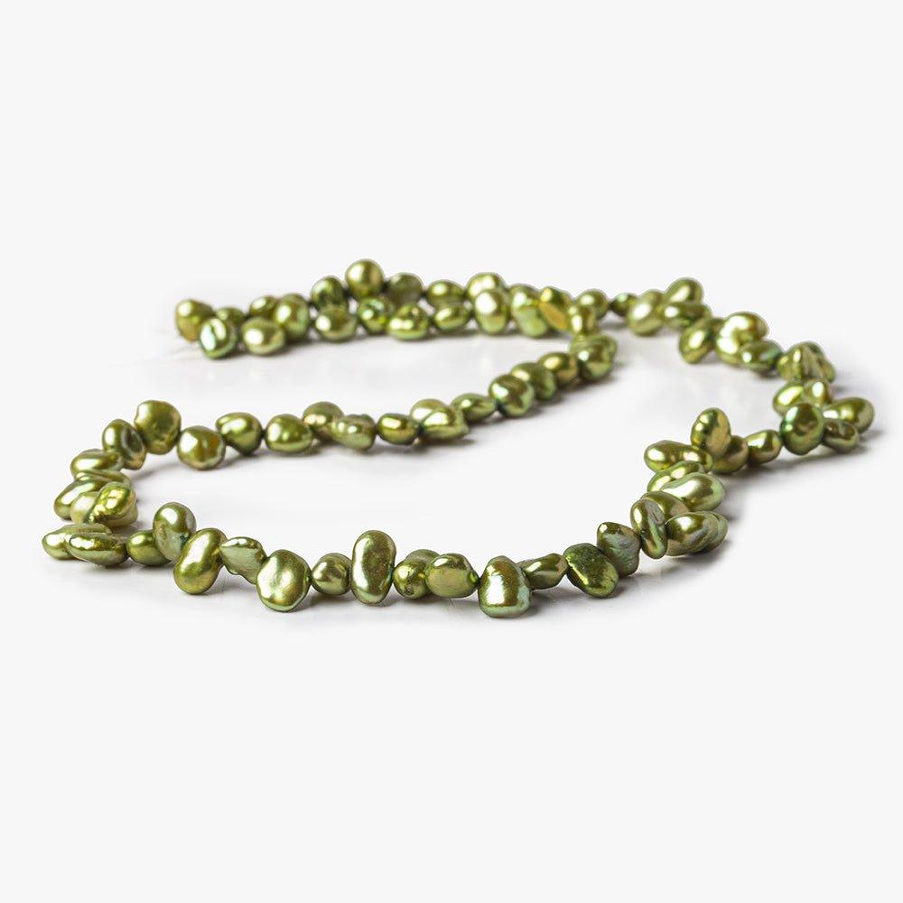 Yellowish Green Top Drilled Keshi Freshwater Pearls 15 inch 83 pieces - The Bead Traders