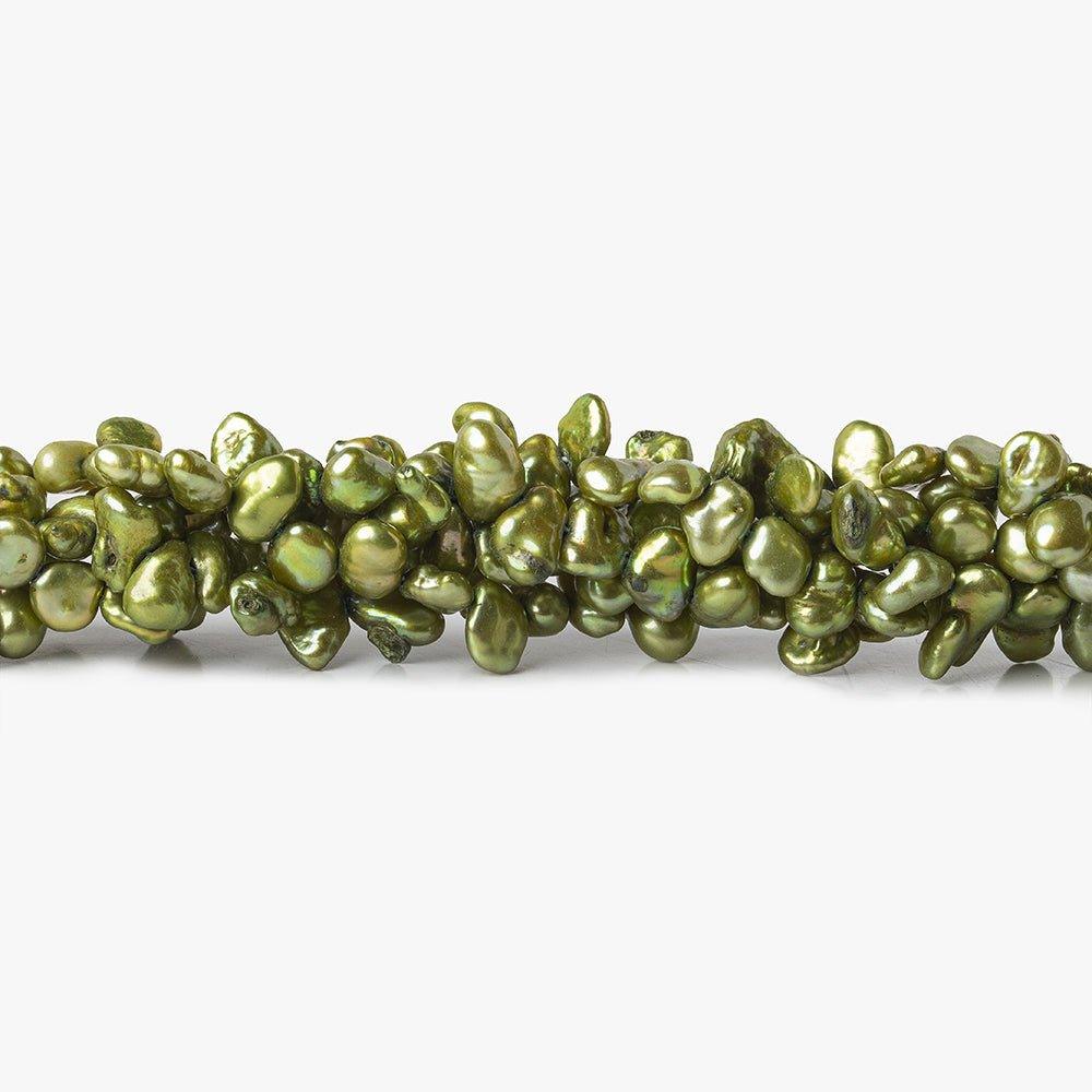 Yellowish Green Top Drilled Keshi Freshwater Pearls 15 inch 83 pieces - The Bead Traders