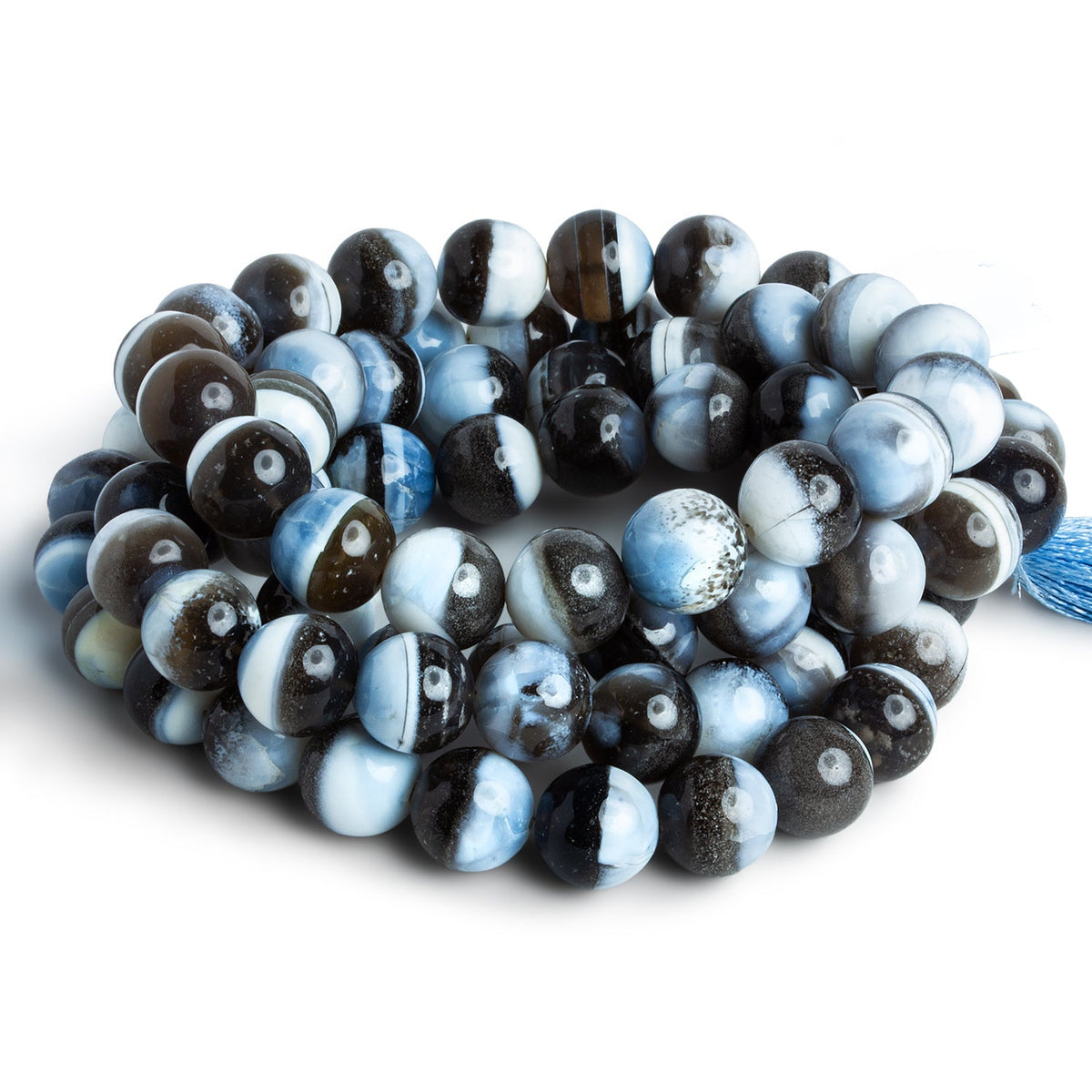 10-11mm Banded Denim Opal Plain Rounds 16 inch 38 beads - The Bead Traders