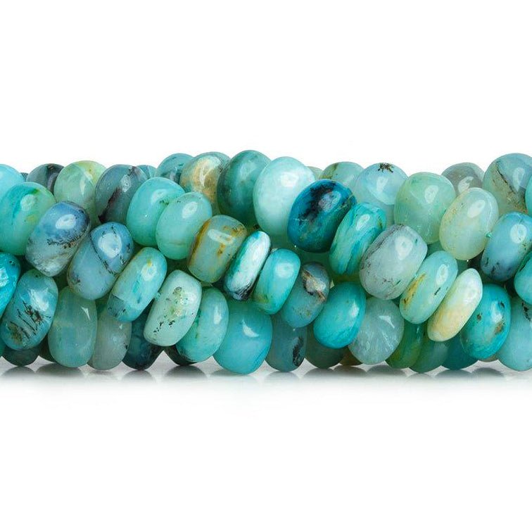 10 - 11mm Blue Peruvian Opal Plain Rondelles 58 pieces 13 inch - The Bead Traders