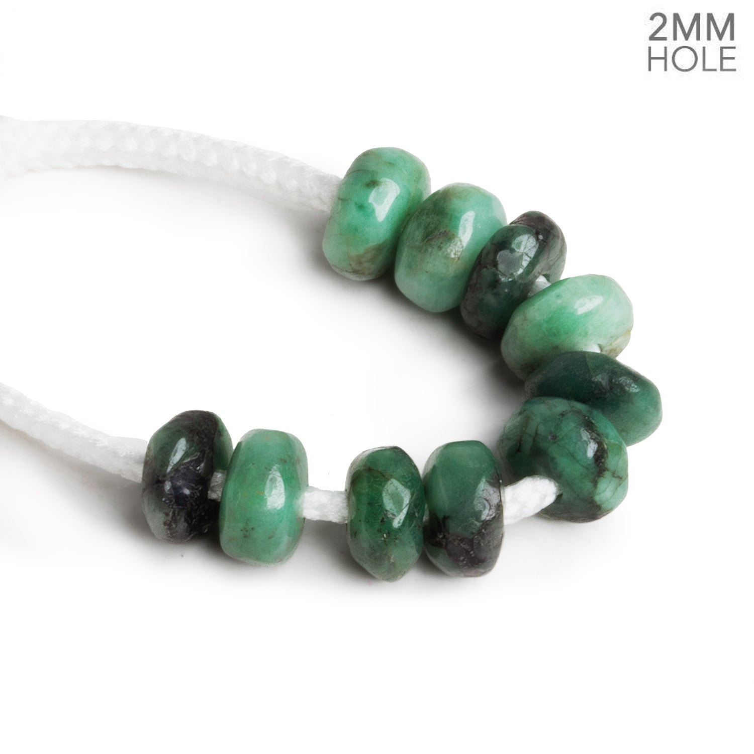 10 - 11mm Emerald 2mm Large Hole Rondelles 10 Beads - The Bead Traders