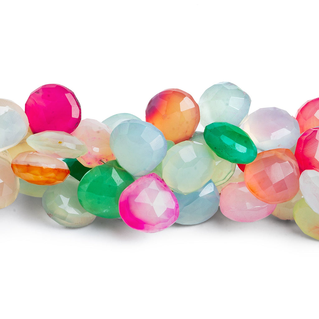 10 - 11mm Multi Chalcedony Faceted Hearts 7.5 inch 47 beads - The Bead Traders