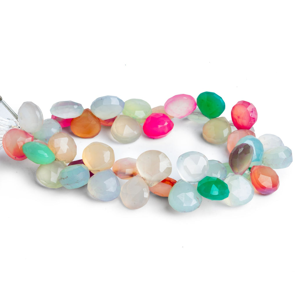 10 - 11mm Multi Chalcedony Faceted Hearts 7.5 inch 47 beads - The Bead Traders