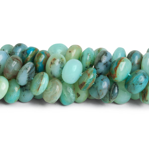 9mm Blue Peruvian Opal Plain Rondelles 12 inch 43 beads
