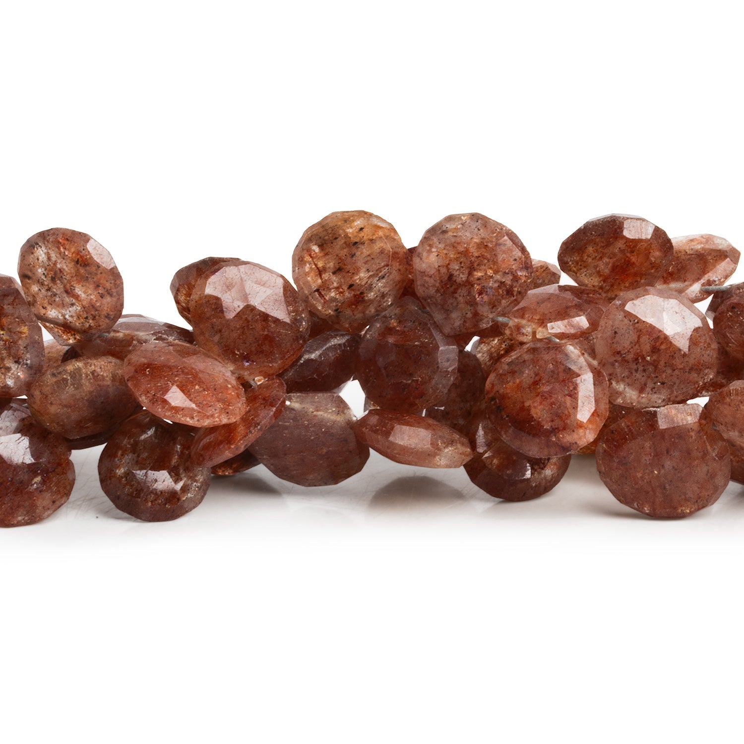 10 - 13mm Ferrous Quartz Faceted Hearts 8 inch 35 beads - The Bead Traders