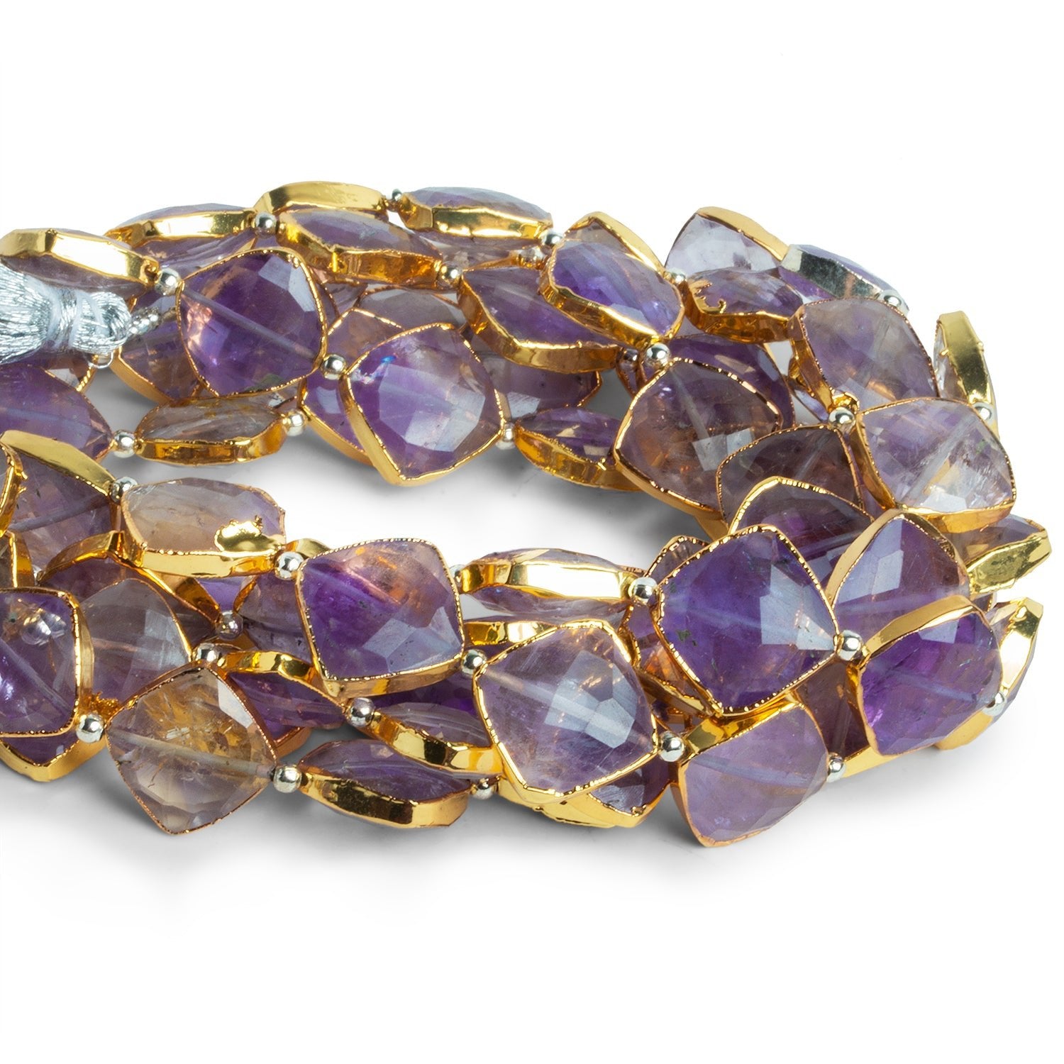 10-13mm Gold Leafed Ametrine Kites 8 inch 13 beads - The Bead Traders