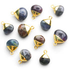 10 - 13mm Gold Leafed Bloodshot Iolite Plain Heart Pendant 1 Bead - The Bead Traders