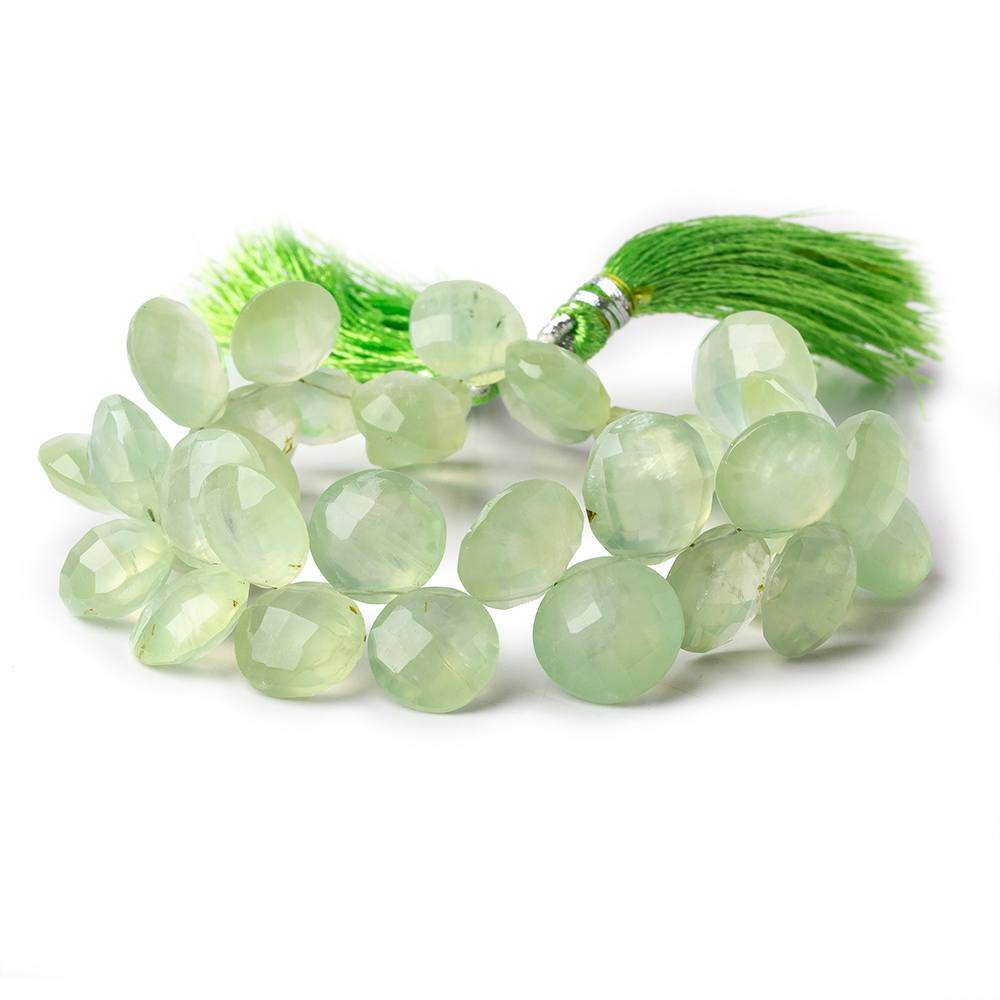 10 - 13mm Prehnite Top Drilled Faceted Coins 8 inch 34 beads - The Bead Traders