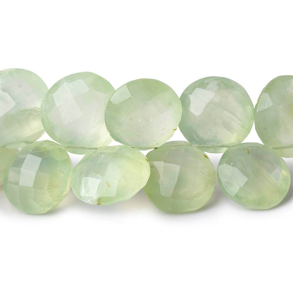 10 - 13mm Prehnite Top Drilled Faceted Coins 8 inch 34 beads - The Bead Traders