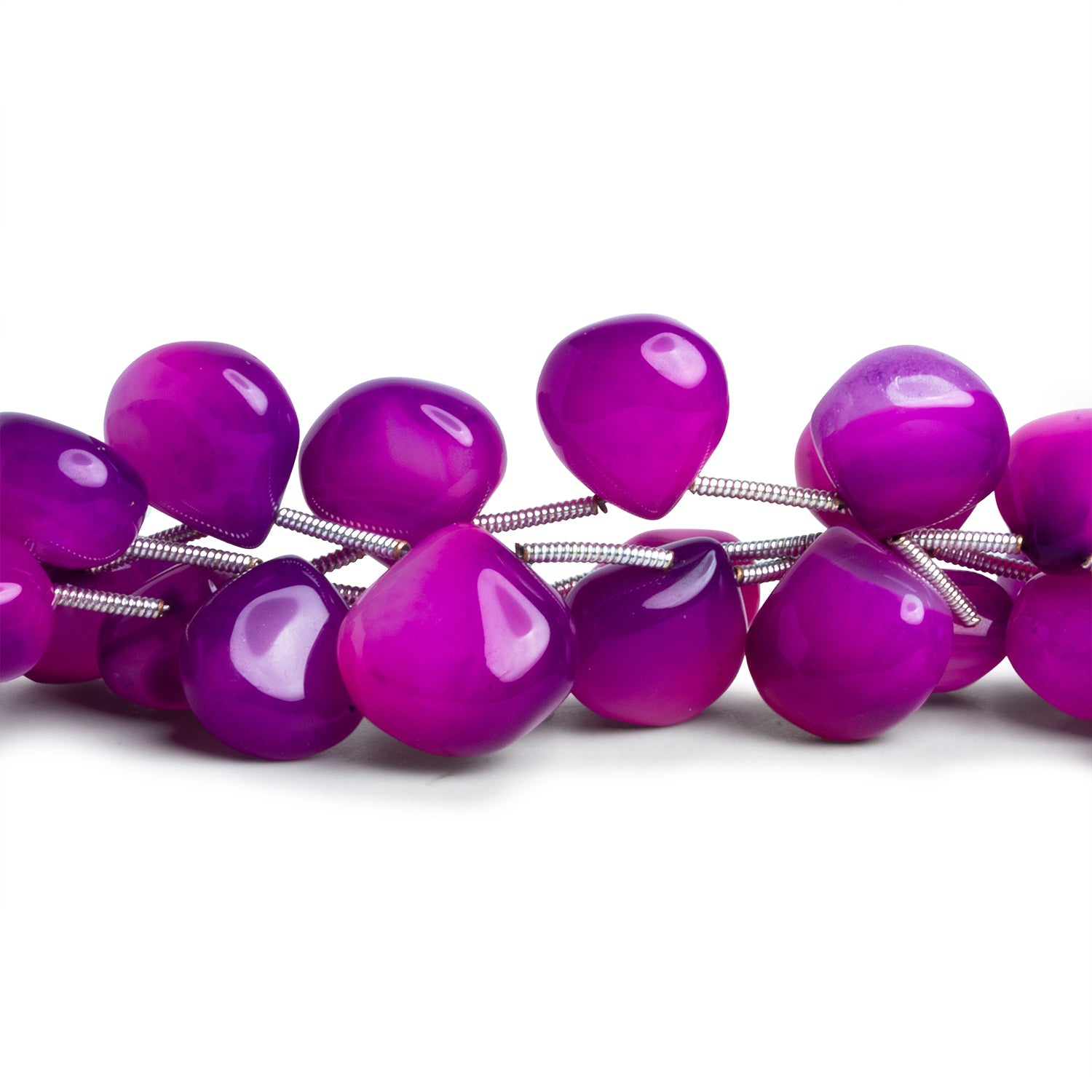 10 - 13mm Purple Chalcedony Plain Hearts 8 inch 15 beads - The Bead Traders