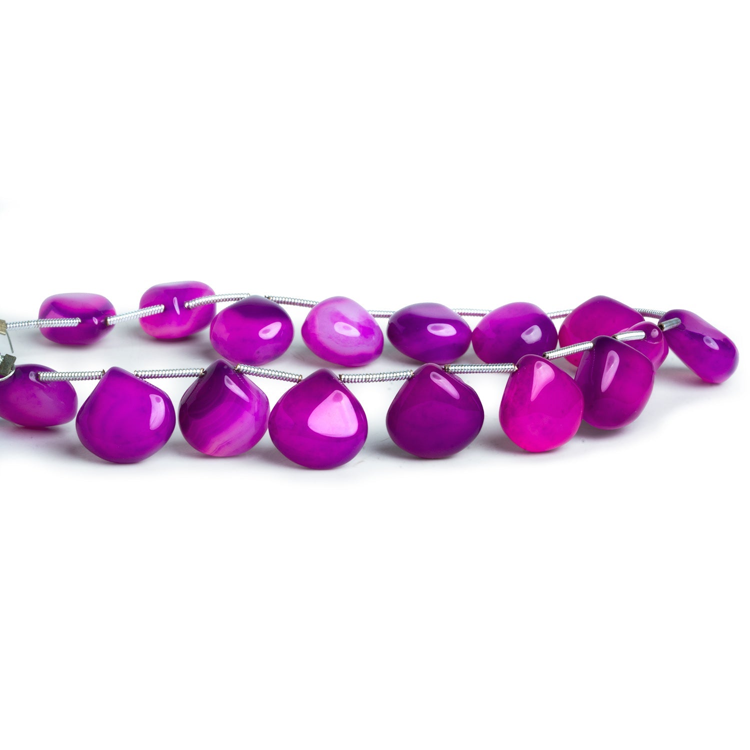 10 - 13mm Purple Chalcedony Plain Hearts 8 inch 15 beads - The Bead Traders
