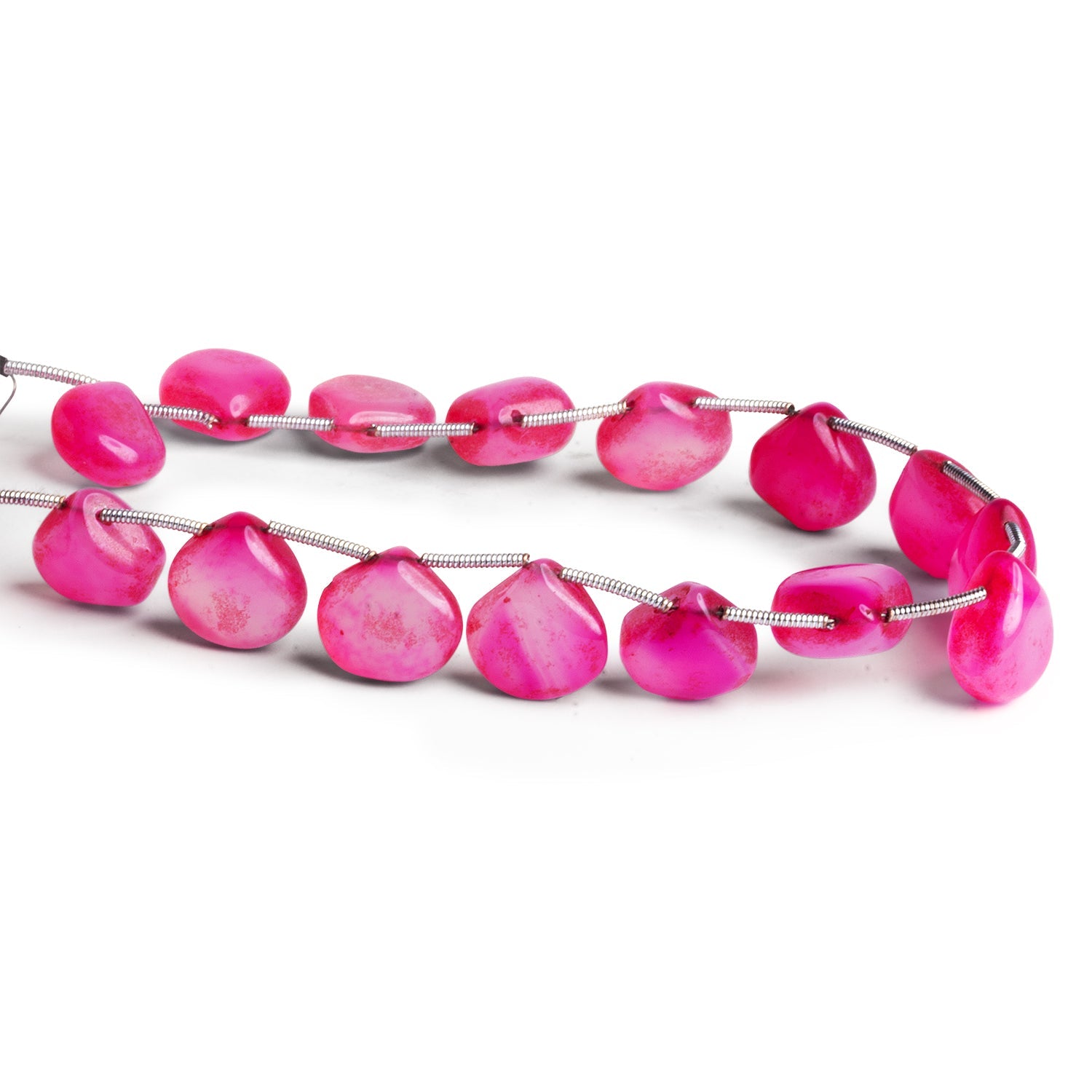 10 - 13mm Purple Pink Chalcedony Plain Hearts 8 inch 16 beads - The Bead Traders