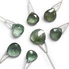 10 - 14mm Moss Aquamarine Faceted Heart Focal 1 Bead - The Bead Traders