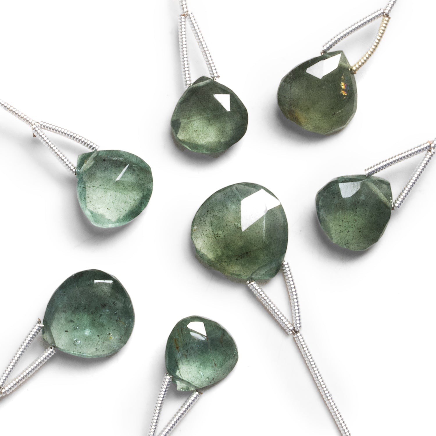 10 - 14mm Moss Aquamarine Faceted Heart Focal 1 Bead - The Bead Traders