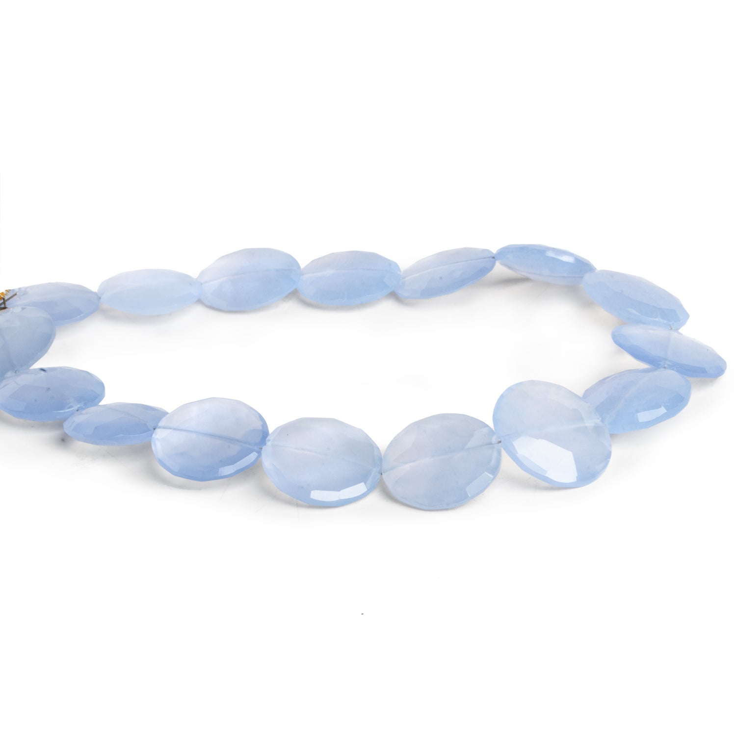 10 - 16mm Blue Turkish Chalcedony Faceted Coins 8 inch 14 beads - The Bead Traders