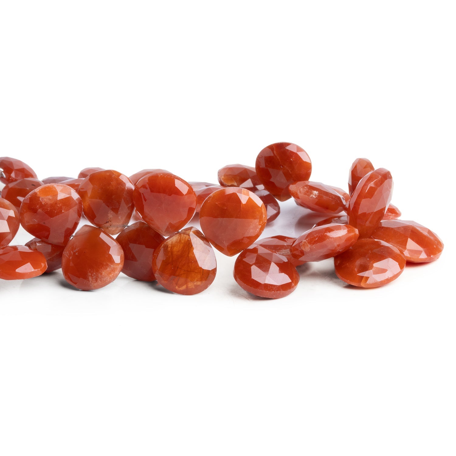 10 - 17mm Ferrous Quartz Faceted Hearts 7.5 inch 32 beads - The Bead Traders