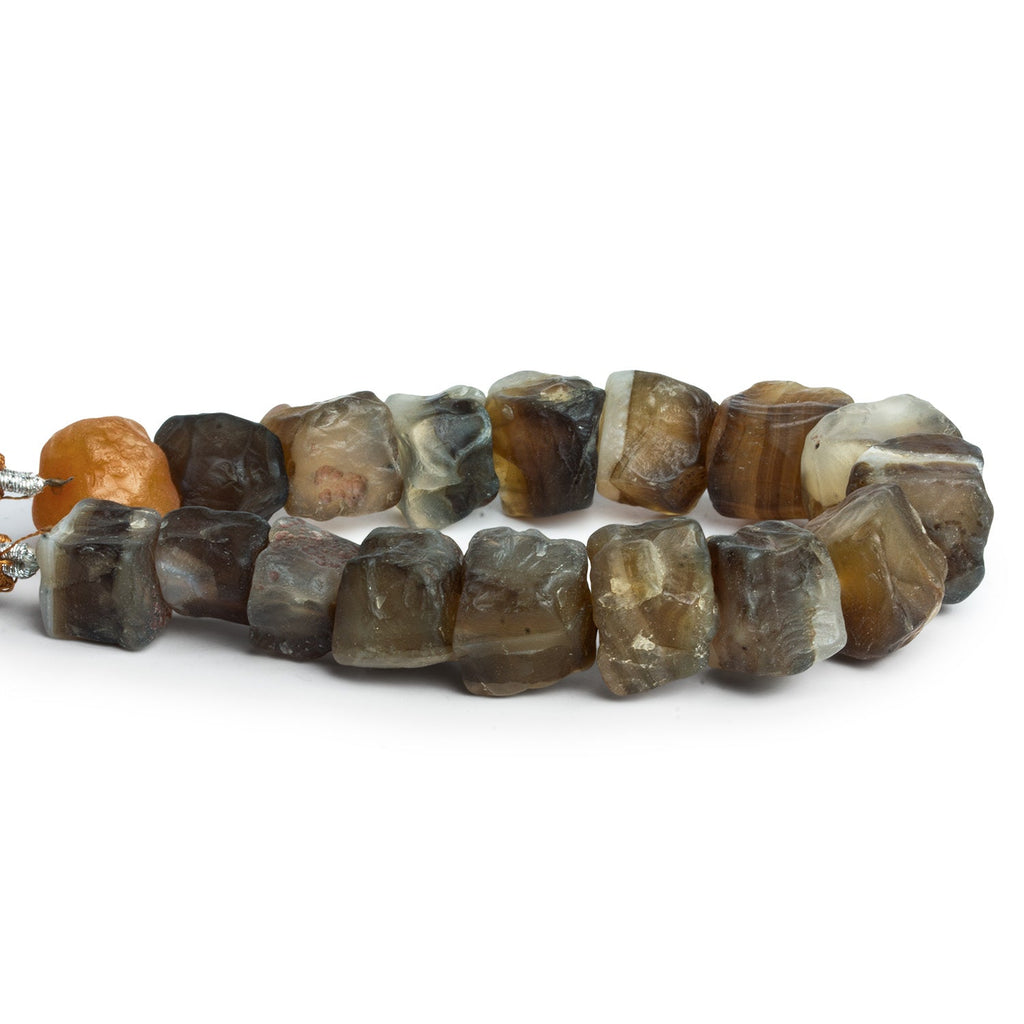 10 - 17mm Pecan Brown Agate Hammer Faceted Cubes 7.5 inch 15 beads - The Bead Traders