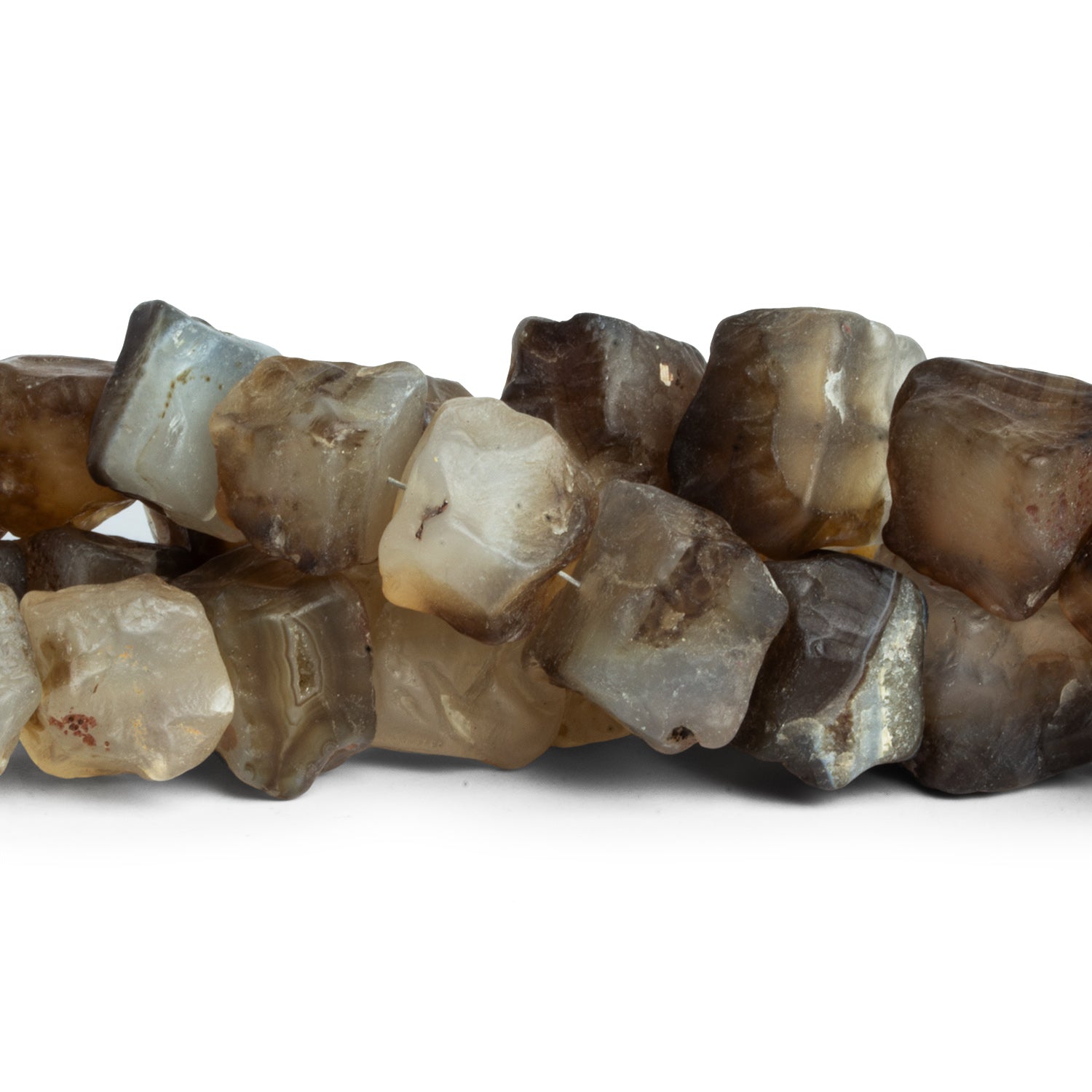 10 - 17mm Pecan Brown Agate Hammer Faceted Cubes 7.5 inch 15 beads - The Bead Traders