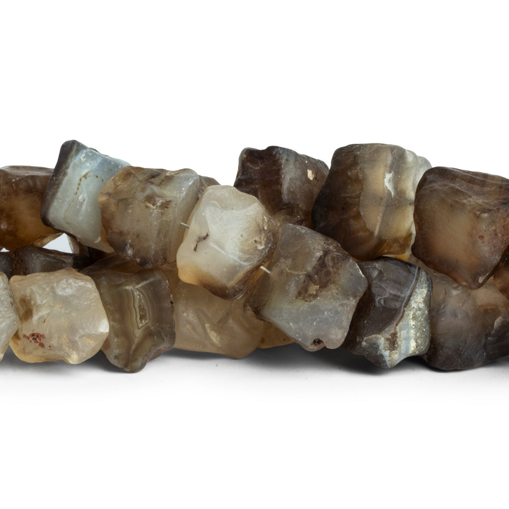 10 - 17mm Pecan Brown Agate Hammer Faceted Cubes 7.5 inch 15 beads - The Bead Traders