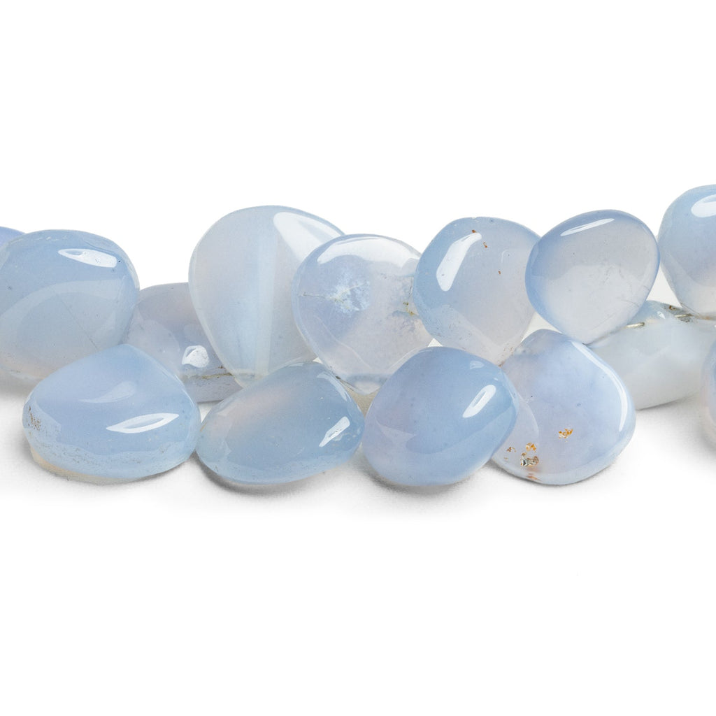 10-17mm Turkish Natural Chalcedony Hearts 8 inch 43 beads - The Bead Traders