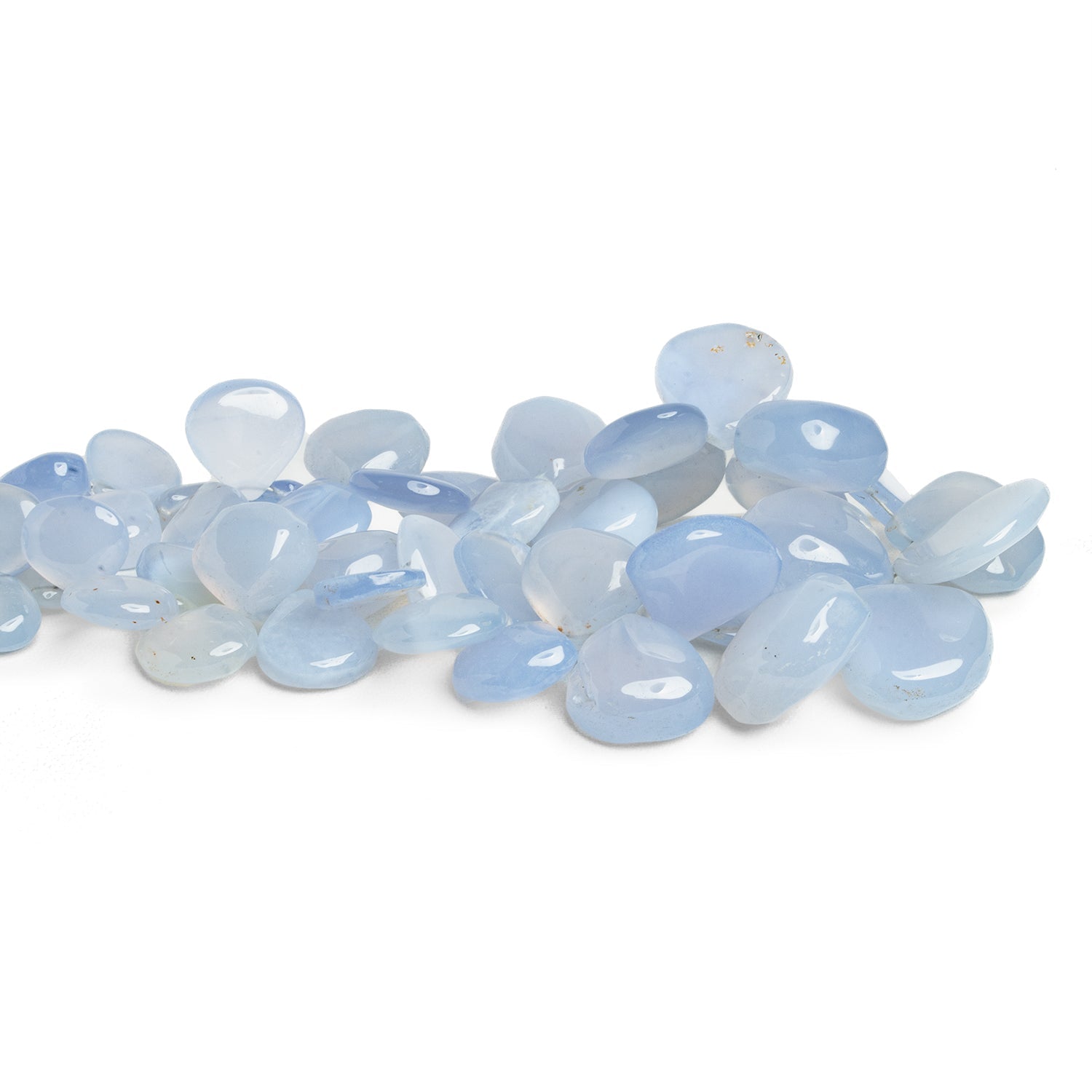 10-17mm Turkish Natural Chalcedony Hearts 8 inch 43 beads - The Bead Traders