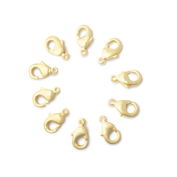 10mm 22kt Gold plated Brushed Lobster Clasp Set of 10