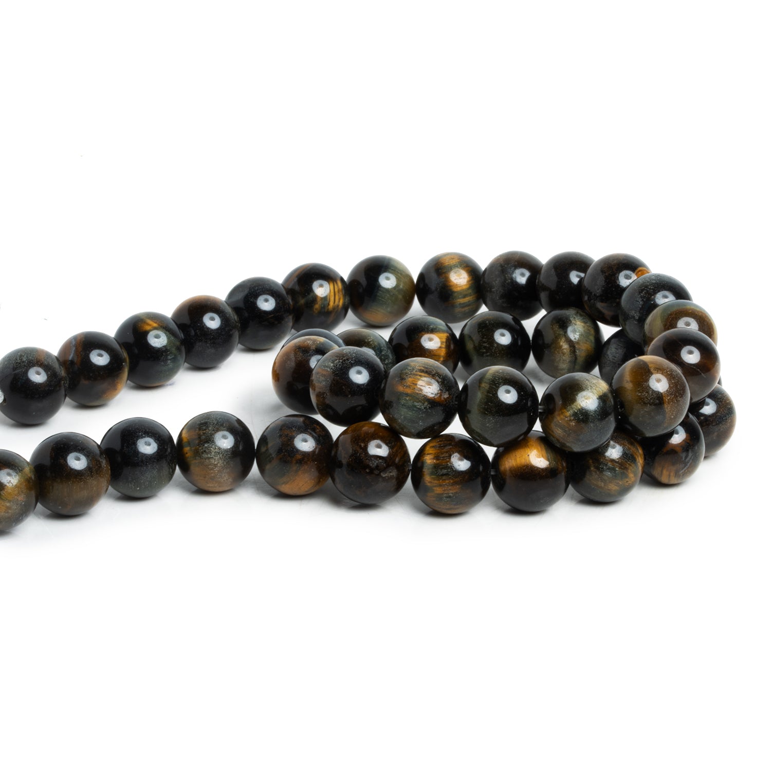 10mm Blue Tiger's Eye Plain Rounds 15 inch 37 beads - The Bead Traders