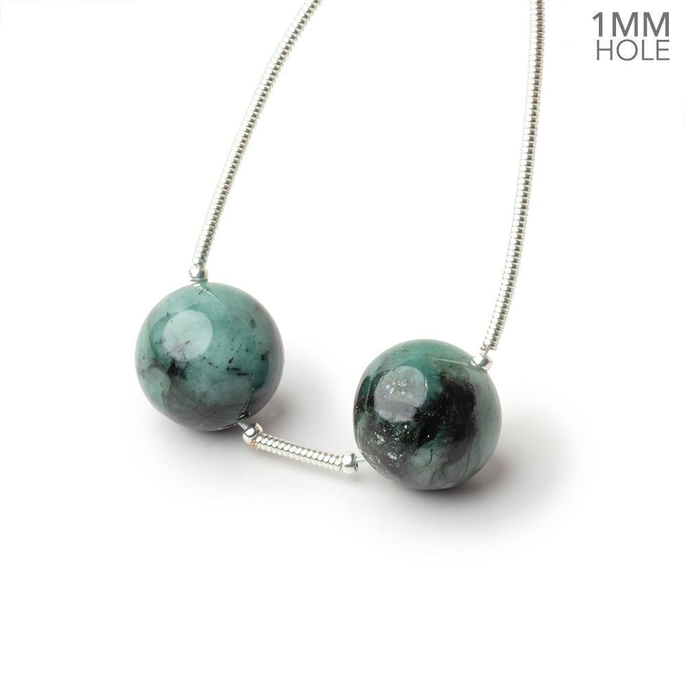 10mm Brazilian Emerald Plain Rounds Set of 2 AA Grade - The Bead Traders