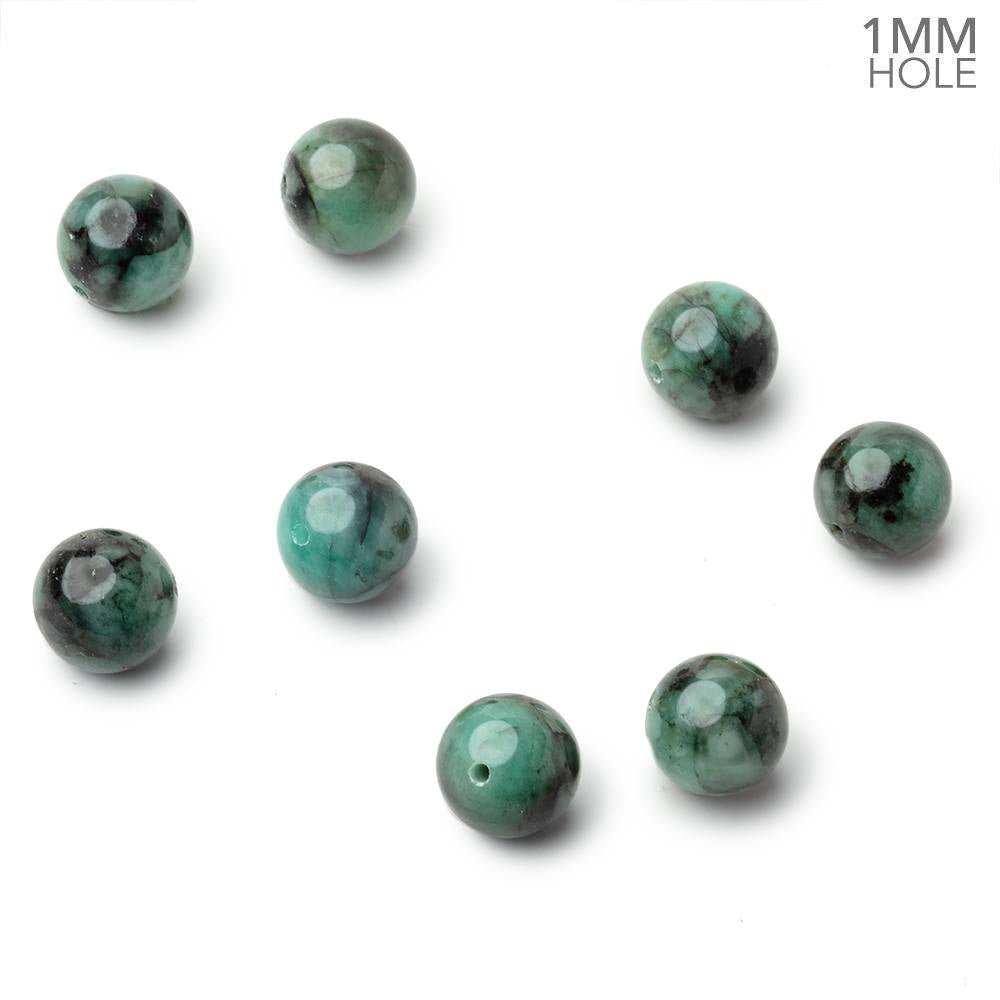 10mm Brazilian Emerald Plain Rounds Set of 2 AA Grade - The Bead Traders