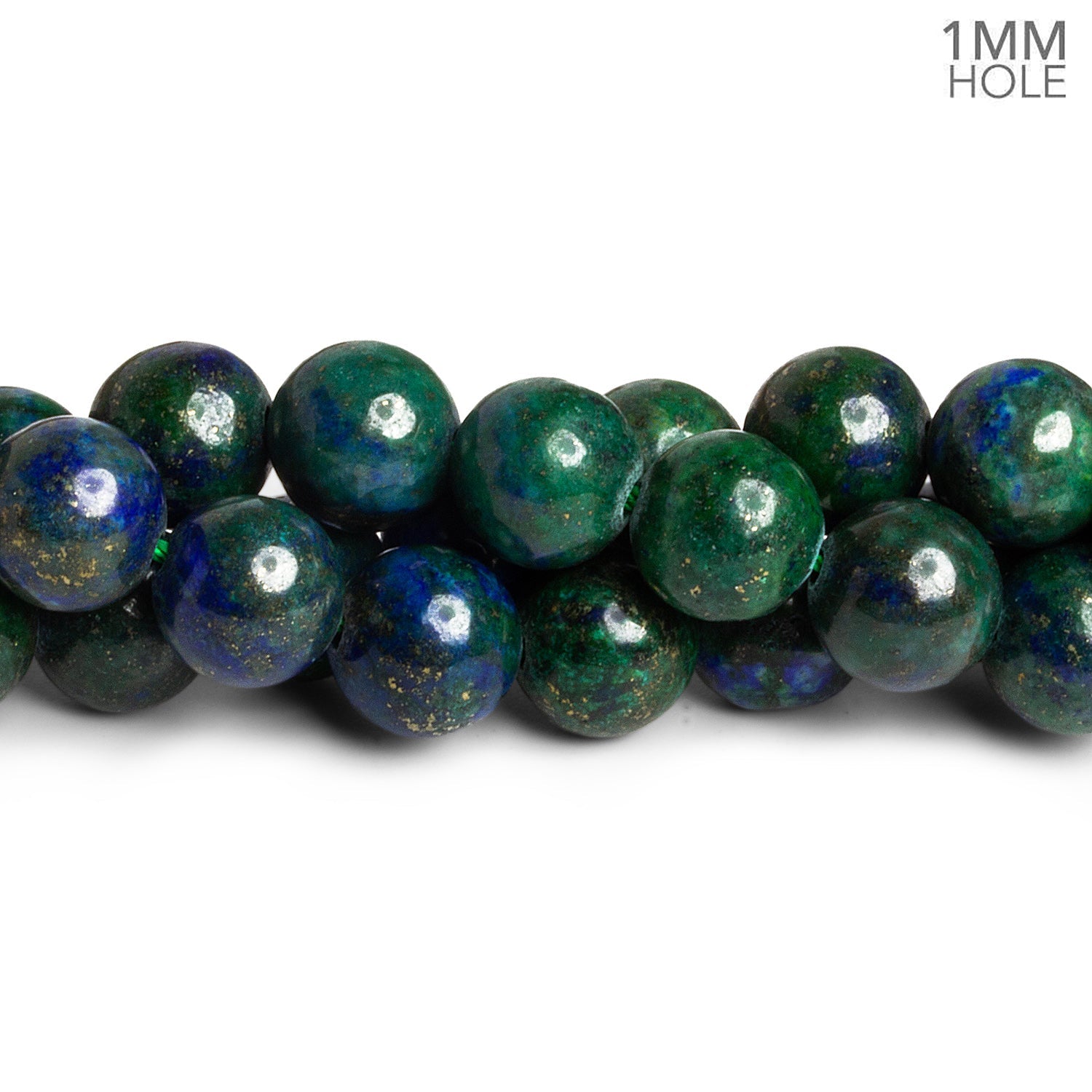 10mm Chrysocolla in Lapis Lazuli Plan Rounds 15 inch 38 beads - The Bead Traders