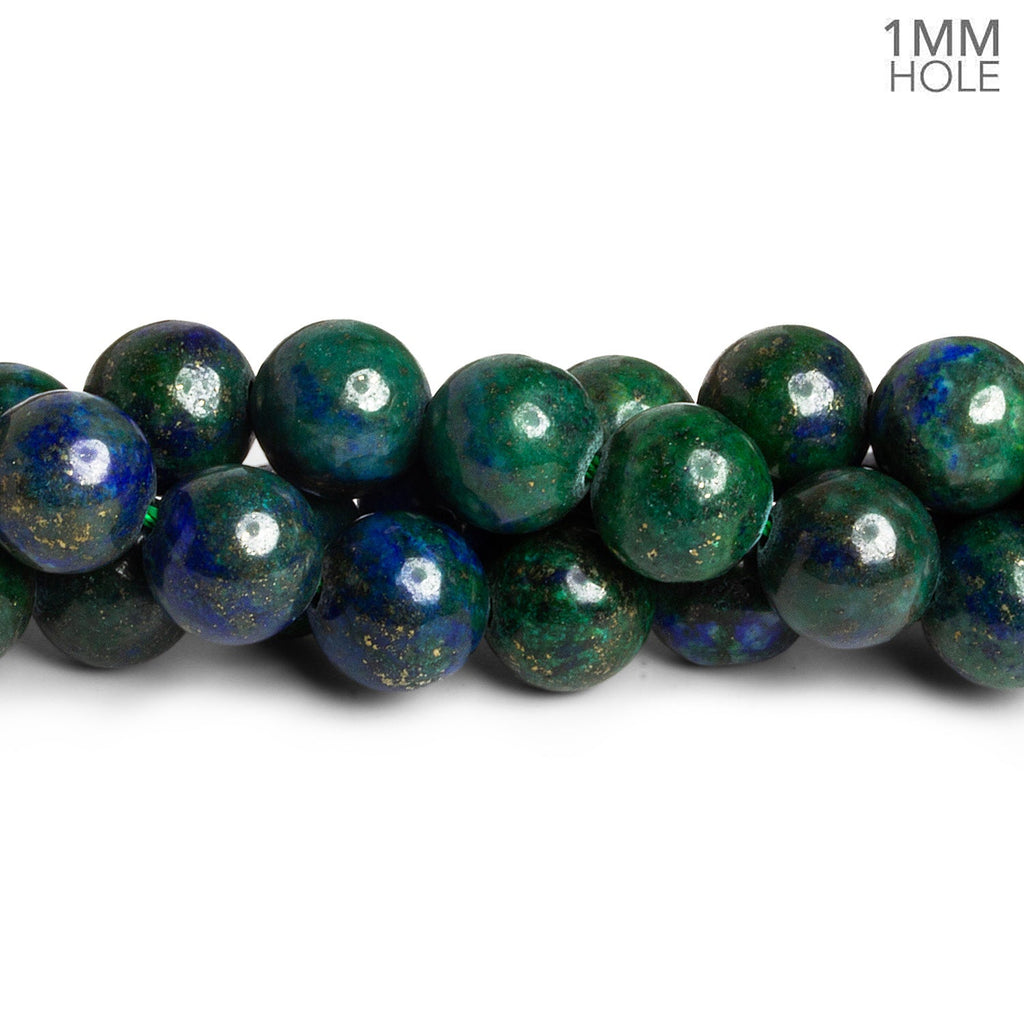10mm Chrysocolla in Lapis Lazuli Plan Rounds 15 inch 38 beads - The Bead Traders