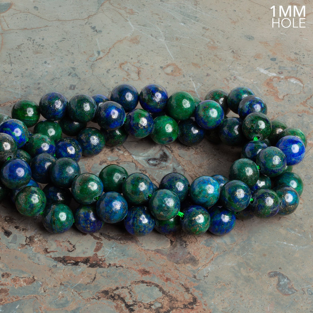 10mm Chrysocolla in Lapis Lazuli Plan Rounds 15 inch 38 beads - The Bead Traders