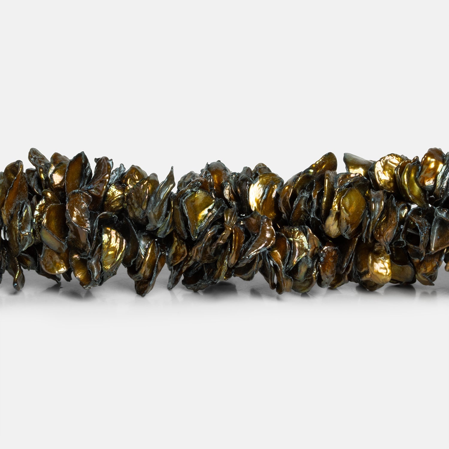 10mm Copper Green Keshi Pearls 16 inch 125 beads - The Bead Traders