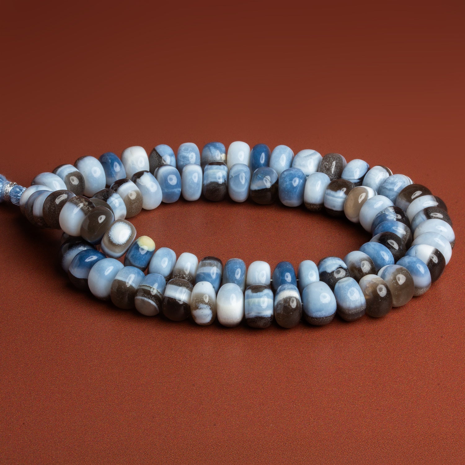 10mm Denim Opal Plain Rondelles 17 inch 72 beads - The Bead Traders
