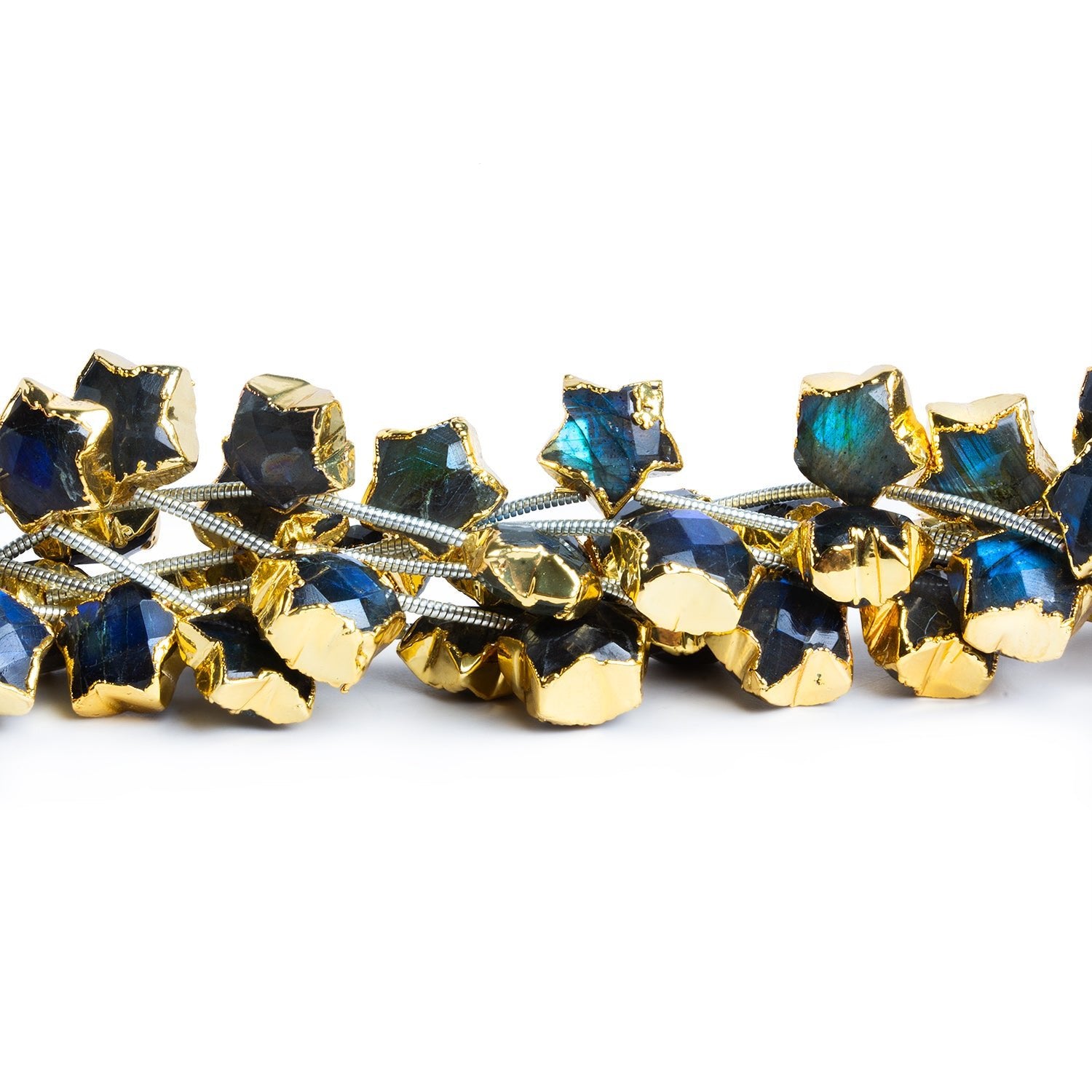 10mm Gold Leafed Labradorite Stars 7 inch 11 beads - The Bead Traders