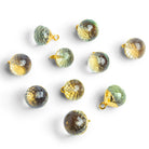 10mm Gold Leafed Prasiolite Faceted Candy Kiss Pendant 1 Bead - The Bead Traders