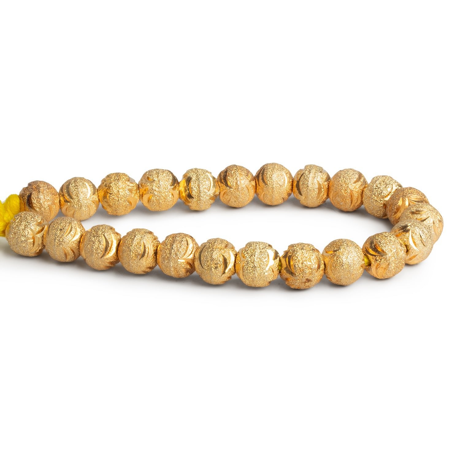 10mm Gold Plated Brass Scalloped Stardust Rounds 8 inch 22 beads - The Bead Traders
