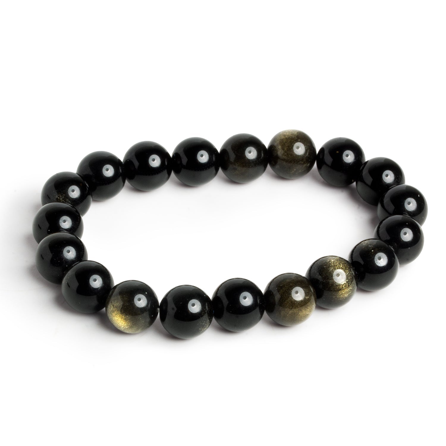 10mm Golden Sheen Obsidian Plain Rounds 19 beads - The Bead Traders
