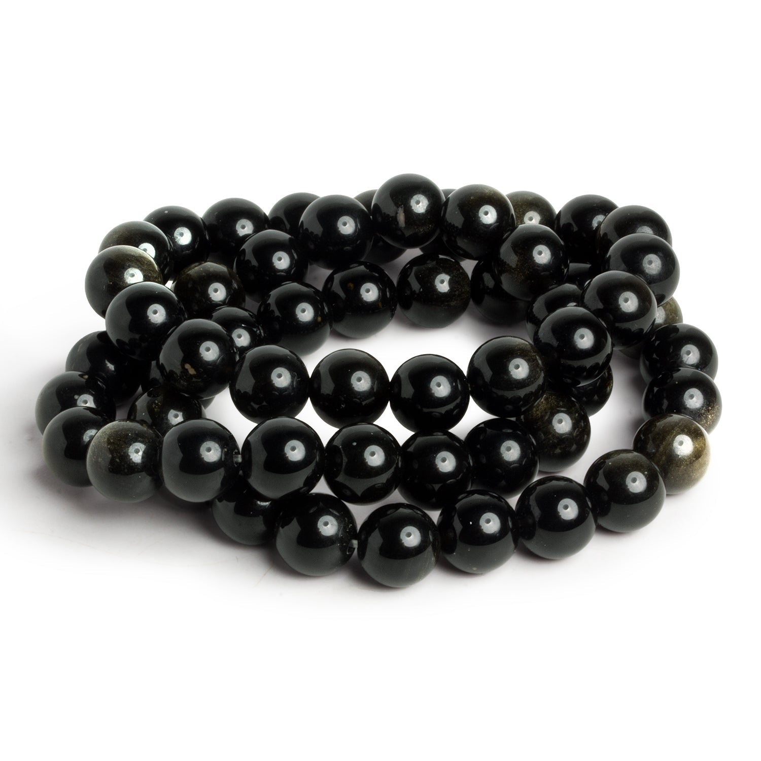 10mm Golden Sheen Obsidian Plain Rounds 19 beads - The Bead Traders