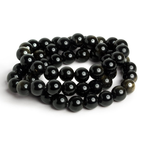 10mm Golden Sheen Obsidian Plain Rounds 19 beads