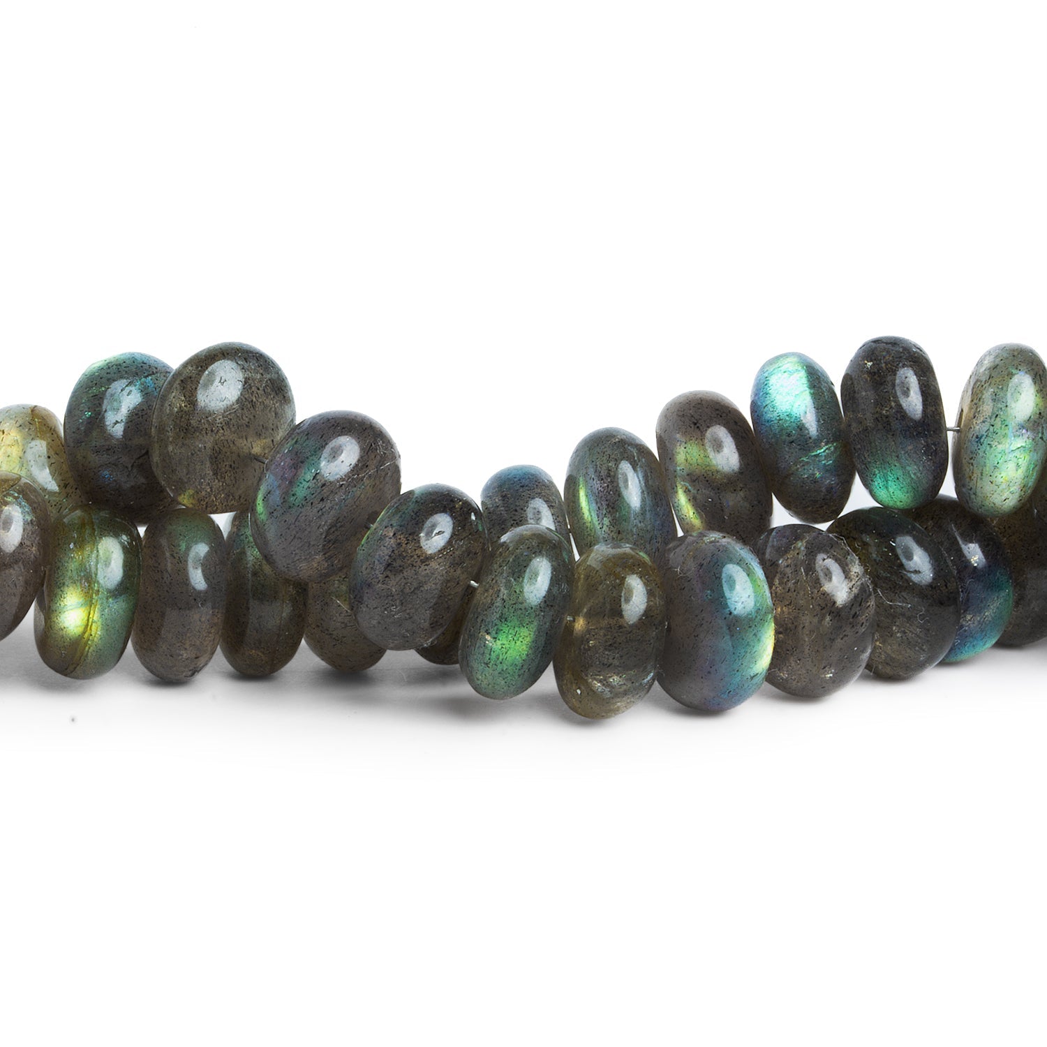 10mm Labradorite Plain Rondelles 7.5 inch 34 beads - The Bead Traders