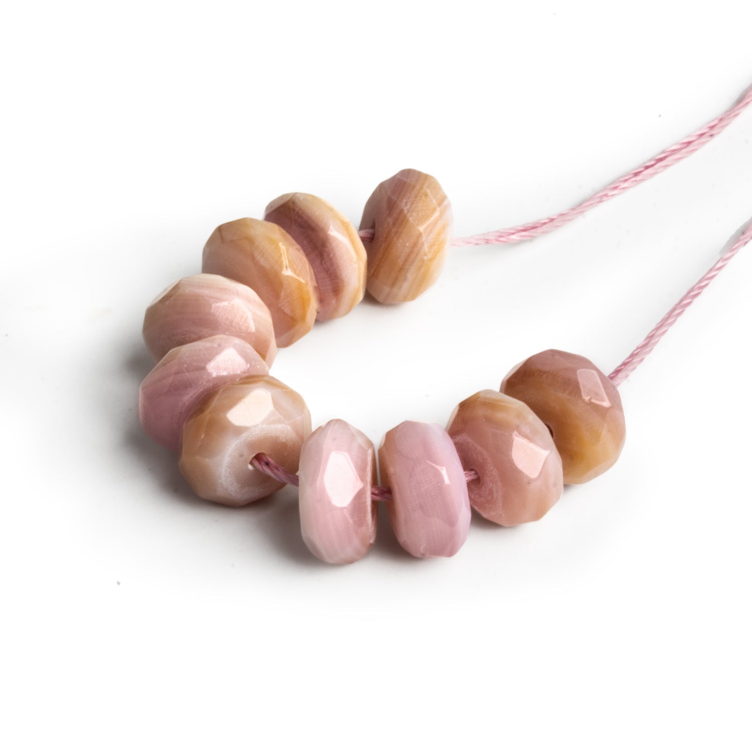 10mm Light Pimpleback Shell Faceted Rondelles 10 Beads - The Bead Traders