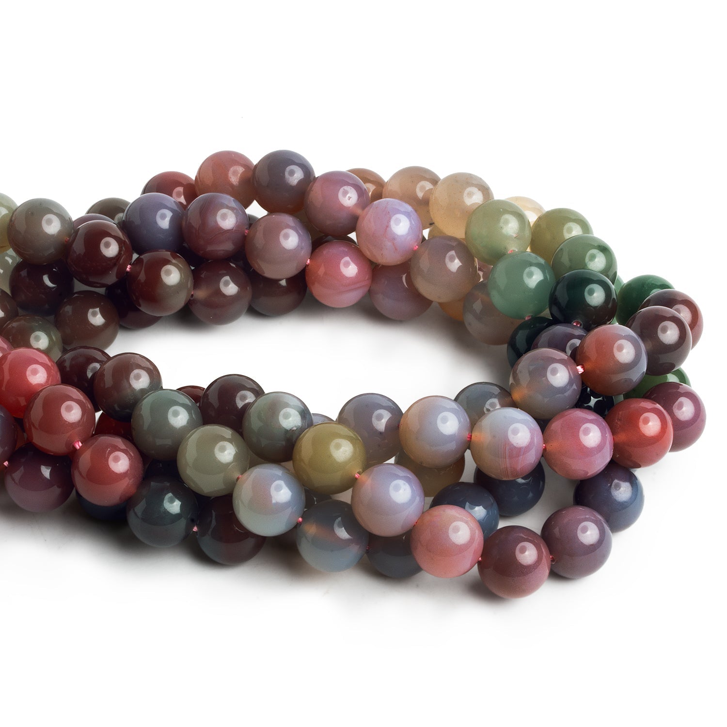 10mm Mongolian Agate Plain Rounds 15 inch 38 beads - The Bead Traders