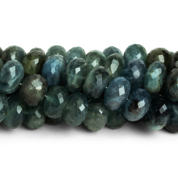 10mm Moss Aquamarine Faceted Rondelles 8 inch 30 beads
