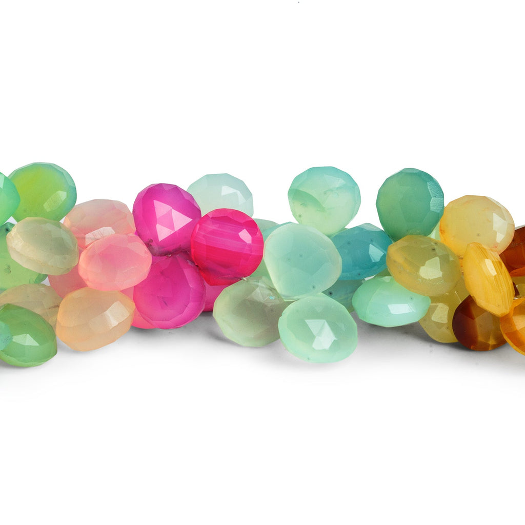 10mm Multi Chalcedony Faceted Hearts 8 inch 45 beads - The Bead Traders