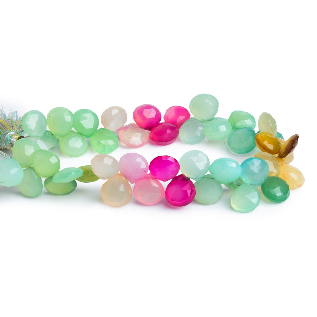 10mm Multi Chalcedony Faceted Hearts 8 inch 45 beads - The Bead Traders