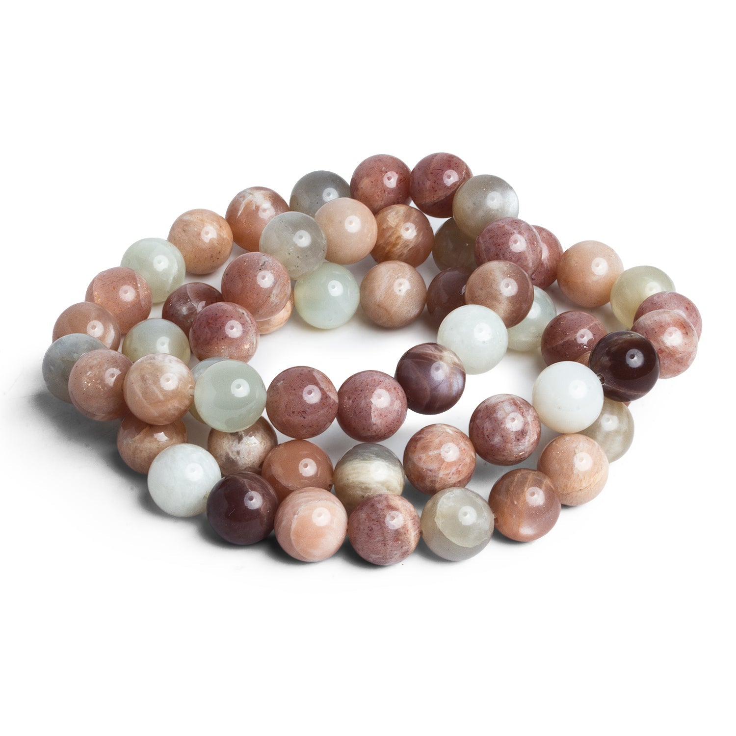 10mm Multi Moonstone Plain Rounds 19 beads - The Bead Traders