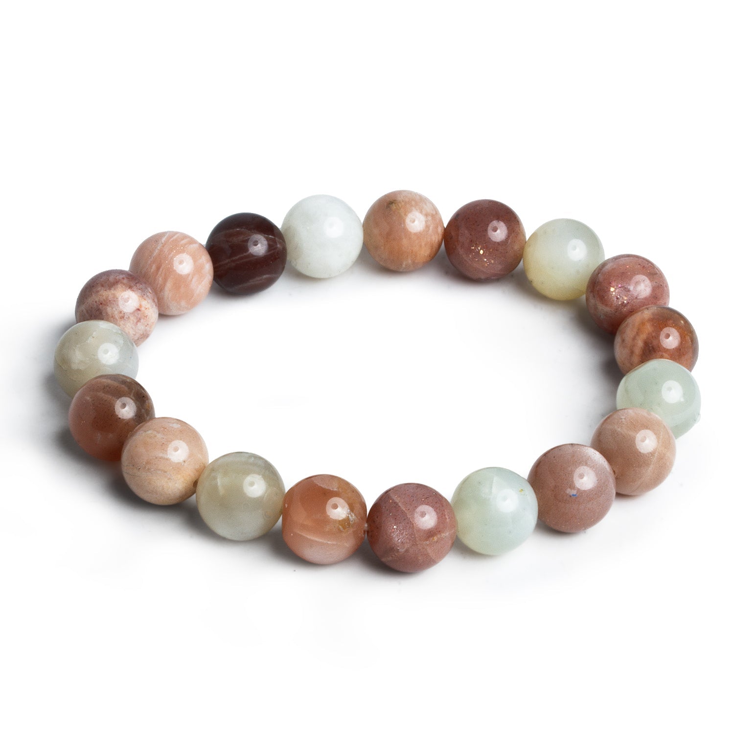 10mm Multi Moonstone Plain Rounds 19 beads - The Bead Traders
