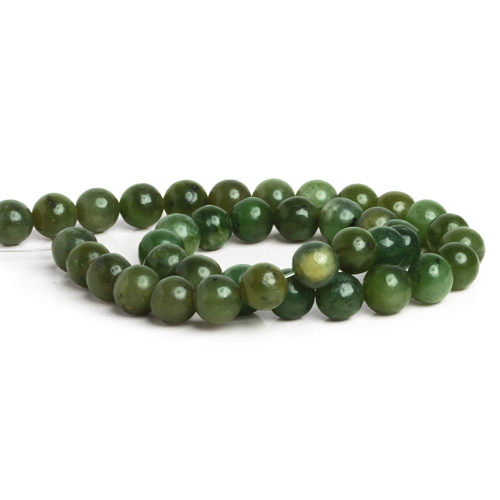 10mm Nephrite Jade Plain Rounds 16 inch 39 beads - The Bead Traders